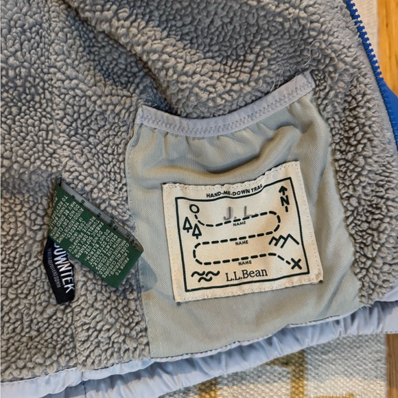 L.L. Bean Lined Down Puffer Colorblock Jacket - Gray, Blue, Orange - Picture 4 of 5